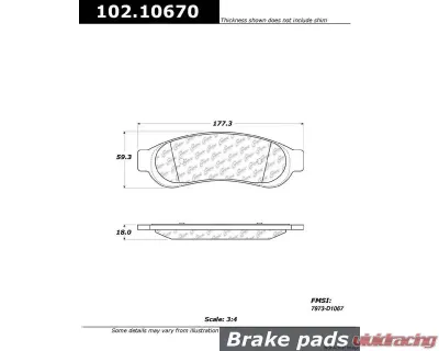 Centric C-Tek Semi-Metallic Brake Pads with Shims 102.10670 - 102.10670