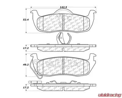 Centric C-Tek Semi-Metallic Brake Pads with Shims 102.10870 - 102.10870