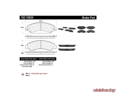 Centric C-Tek Semi-Metallic Brake Pads with Shims 102.10920 - 102.10920