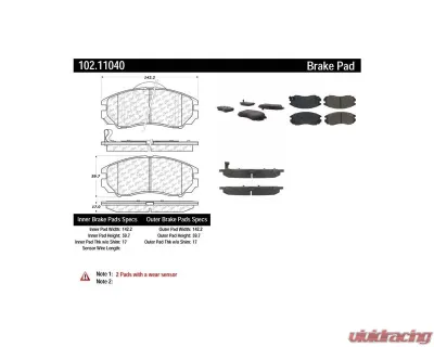 Centric C-Tek Semi-Metallic Brake Pads with Shims 102.11040 - 102.11040