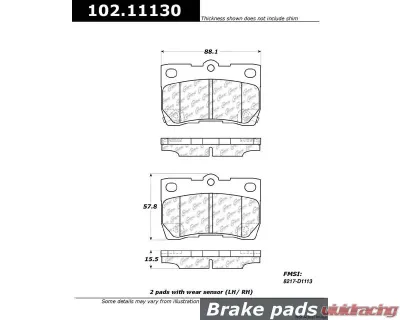 Centric C-Tek Semi-Metallic Brake Pads with Shims 102.11130 - 102.11130