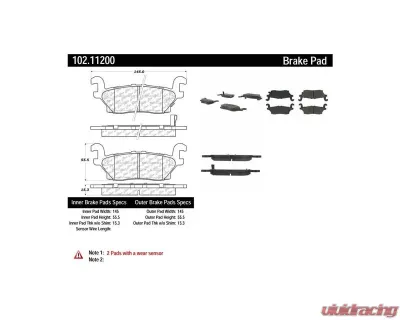 Centric C-Tek Semi-Metallic Brake Pads with Shims 102.11200 - 102.11200