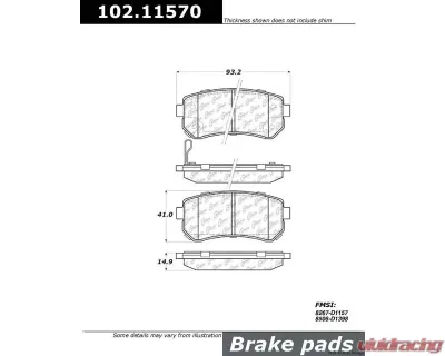 Centric C-Tek Semi-Metallic Brake Pads with Shims 102.11570 - 102.11570
