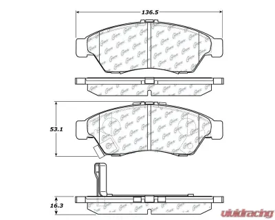 Centric C-Tek Semi-Metallic Brake Pads with Shims 102.11950 - 102.11950