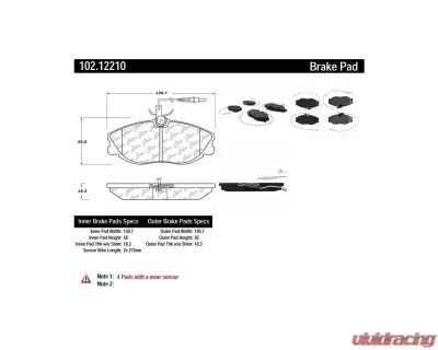 Centric C-Tek Semi-Metallic Brake Pads with Shims 102.12210 - 102.12210