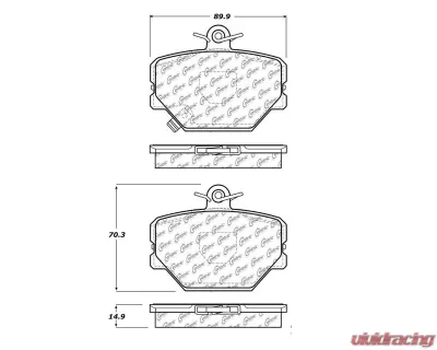 Centric C-Tek Semi-Metallic Brake Pads with Shims 102.12520 - 102.12520