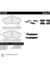 Centric C-Tek Semi-Metallic Brake Pads with Shims 102.12730                                     - 102.12730 - Image 2