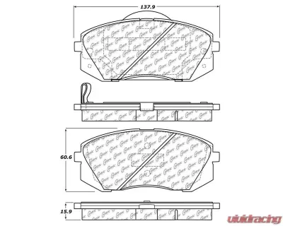 Centric C-Tek Semi-Metallic Brake Pads with Shims 102.12950 - 102.12950