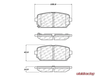 Centric C-Tek Semi-Metallic Brake Pads with Shims 102.12960 - 102.12960