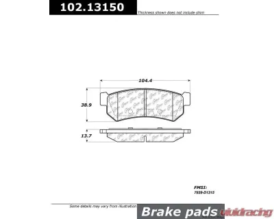Centric C-Tek Semi-Metallic Brake Pads with Shims 102.13150 - 102.13150