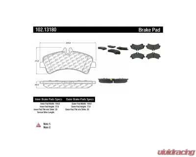 Centric C-Tek Semi-Metallic Brake Pads with Shims 102.13180 - 102.13180
