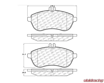 Centric C-Tek Semi-Metallic Brake Pads with Shims 102.13400 - 102.13400