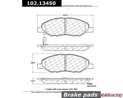Centric C-Tek Semi-Metallic Brake Pads with Shims 102.13450 - 102.13450