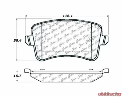 Centric C-Tek Semi-Metallic Brake Pads with Shims 102.13860 - 102.13860