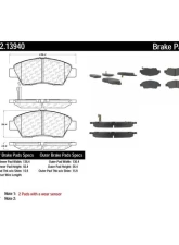 Centric C-Tek Semi-Metallic Brake Pads with Shims 102.13940                                     - 102.13940 - Image 2