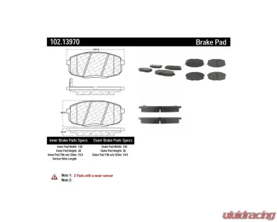 Centric C-Tek Semi-Metallic Brake Pads with Shims 102.13970 - 102.13970