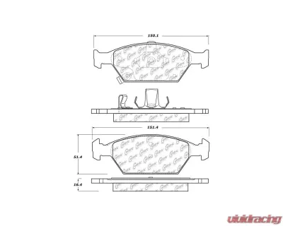 Centric C-Tek Semi-Metallic Brake Pads with Shims 102.15530 - 102.15530