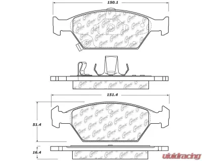 Centric C-Tek Semi-Metallic Brake Pads with Shims 102.15530 - 102.15530