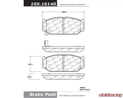 Centric C-Tek Semi-Metallic Brake Pads with Shims 102.16140 - 102.16140