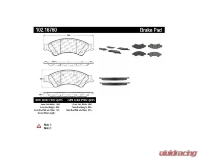 Centric C-Tek Semi-Metallic Brake Pads with Shims 102.16760 - 102.16760