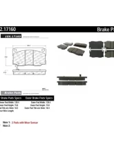 Centric C-Tek Semi-Metallic Brake Pads with Shims 102.17160                                     - 102.17160 - Image 2