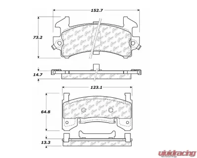Centric C-Tek Ceramic Brake Pads with Shims 103.01540 - 103.01540