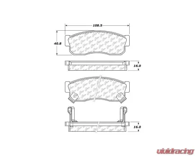 Centric C-Tek Ceramic Brake Pads with Shims 103.02750 - 103.02750