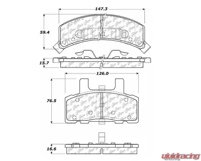 Centric C-Tek Ceramic Brake Pads with Shims 103.03690 - 103.03690