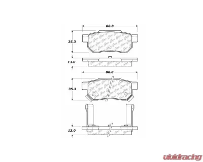 Centric C-Tek Ceramic Brake Pads with Shims 103.03740 - 103.03740