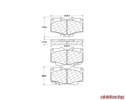 Centric C-Tek Ceramic Brake Pads with Shims 103.04360 - 103.04360