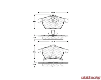 Centric C-Tek Ceramic Brake Pads with Shims 103.08190 - 103.08190