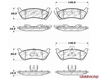 Centric C-Tek Ceramic Brake Pads with Shims 103.08750 - 103.08750