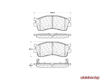 Centric C-Tek Ceramic Brake Pads with Shims 103.08890 - 103.08890