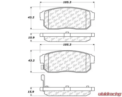 Centric C-Tek Ceramic Brake Pads with Shims 103.09000 - 103.09000