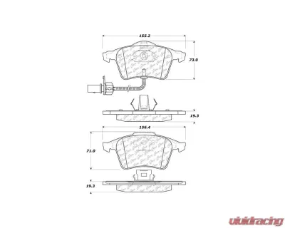 Centric C-Tek Ceramic Brake Pads with Shims 103.09151 - 103.09151