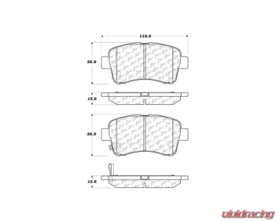 Centric C-Tek Ceramic Brake Pads with Shims 103.09370 - 103.09370