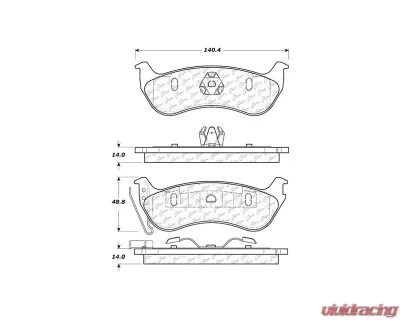 Centric C-Tek Ceramic Brake Pads with Shims 103.09640 - 103.09640