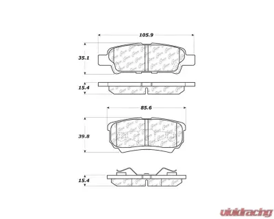 Centric C-Tek Ceramic Brake Pads with Shims 103.10370 - 103.10370