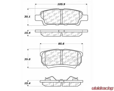 Centric C-Tek Ceramic Brake Pads with Shims 103.10370 - 103.10370