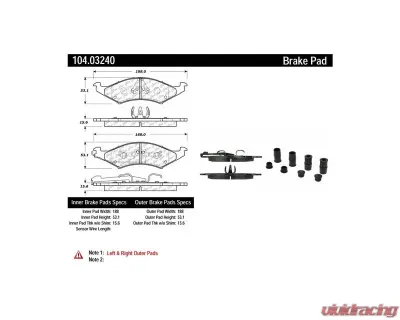 Posi-Quiet Semi-Metallic Brake Pads with Hardware 104.03240 - 104.03240
