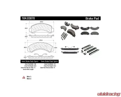 Posi-Quiet Semi-Metallic Brake Pads with Hardware 104.03870 - 104.03870