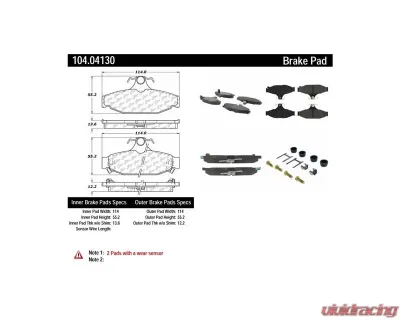 Posi-Quiet Semi-Metallic Brake Pads with Hardware 104.04130 - 104.04130
