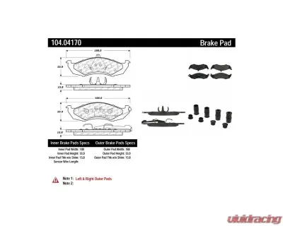 Posi-Quiet Semi-Metallic Brake Pads with Hardware 104.04170 - 104.04170