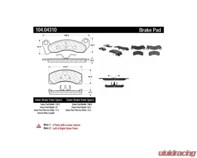 Posi-Quiet Semi-Metallic Brake Pads with Hardware 104.04310 - 104.04310