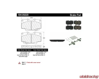 Posi-Quiet Semi-Metallic Brake Pads with Hardware 104.05020 - 104.05020