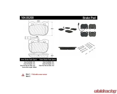 Posi-Quiet Semi-Metallic Brake Pads with Hardware 104.05200 - 104.05200