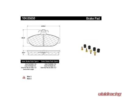 Posi-Quiet Semi-Metallic Brake Pads with Hardware 104.05650 - 104.05650