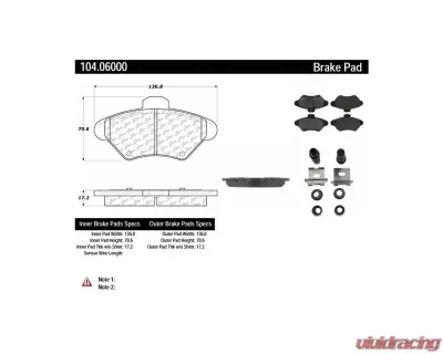 Posi-Quiet Semi-Metallic Brake Pads with Hardware 104.06000 - 104.06000