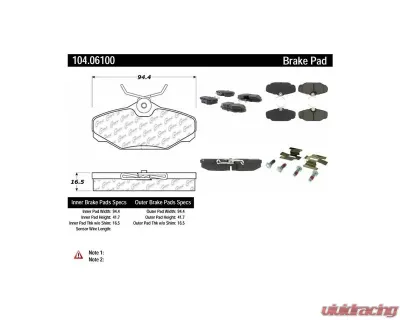 Posi-Quiet Semi-Metallic Brake Pads with Hardware 104.06100 - 104.06100