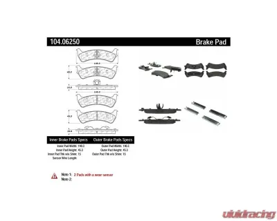 Posi-Quiet Semi-Metallic Brake Pads with Hardware 104.06250 - 104.06250